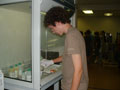 Dakota Sims, Montoursville, at the Plastics and Polymers Workshop in the analysis lab 
