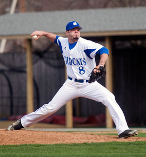 Adam Thomke, pitching against Penn State New Kensington.