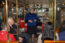 College President Davie Jane Gilmour enlightens visitors during a trolley tour