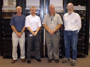 From left%3A Jeff Rankinen, associate professor of Electronics %26 Computer Engineering Technology%3B Sean Kelly, product engineer, Tyco Electronics (a Penn College alumnus)%3B Gary Bupp, instructor, Tyco Electronics%3B and Jeff Weaver, associate professor of Electronics %26 Computer Engineering Technology.