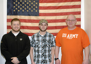 Veterans Affairs Work-Study students, who assistant their classmates with military benefits through Pennsylvania College of Technology's Financial Aid Office, are (from left) Jason M. Beaver, Army National Guard%3B Douglas L. Weber, U.S. Navy%2FNaval Reserves%3B and Chester M. Beaver, U.S. Army (retired).