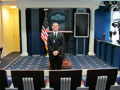 Jordan Homet stops for a photo in the White House Press Room