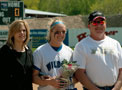Amber J. Claar is escorted by her parents, Wendy and Rodney