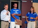 New athletic director Douglas T. Byerly, with intramural assistant Jeremy R. Bottorf and athletic assistant Lisa J. Worth