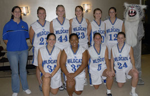 The Pennsylvania College of Technology women's basketball squad gathers for a team photo during 'Meet the Wildcats Night' in November. (Photo by Jessica L. Tobias, student photographer)