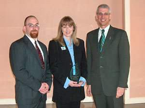 From left, are Carl L. Shaner, Student Health Services director%3B Gwendolyn B. Feese, Student Health Services staff member%3B and Donald R. Fipps, chief executive officer of American Red Cross Blood Services, Northeastern Pennsylvania Region 