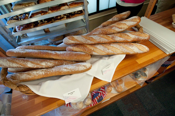 Wheat baguettes tempt shoppers at the Homecoming bake sale.