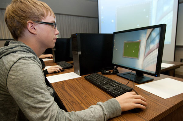 Stephen Baker, a student with Berks Career & Technology Center, takes part in the Computer Game Design session, hosted by the School of Business and Computer Technologies.