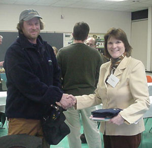 Michael Kalin, owner of Biodiesel Pennsylvania Inc., with Mary A. Sullivan, assistant dean of Pennsylvania College of Technology's School of Natural Resources Management.