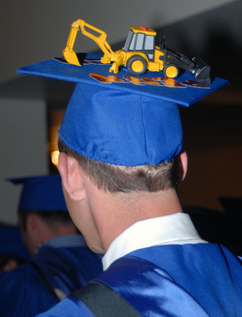 The School of Natural Resources Management's Michael J. Gasparovic appropriately adorns his cap, complete with blinking lights.