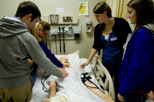 Students from Danville High School have their fingers of the pulse of nursing careers with some hands-on exposure to SimMan. 