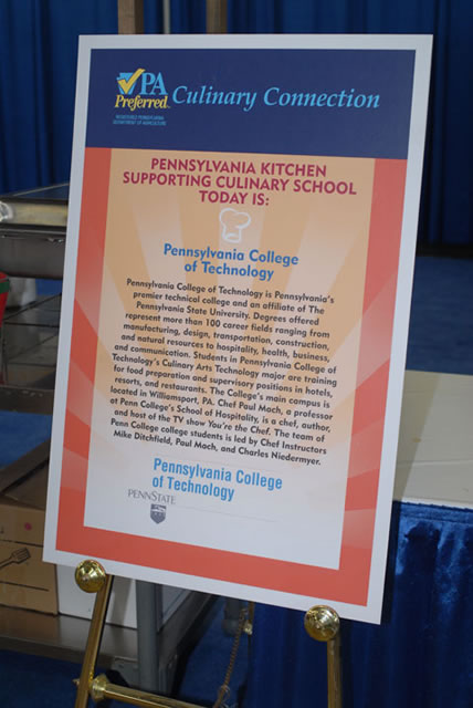 Penn College's "Culinary Connection" to the Farm Show is detailed in this placard.