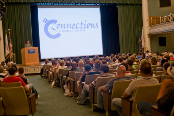 Kimberly R. Cassel, director of student activities, headlines a session in the ACC Auditorium.