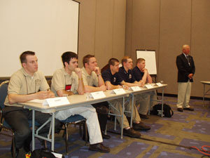 Students from Penn College and Ferris State University participate in a roundtable discussion with contractors.