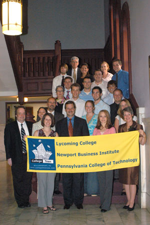 Representatives of Williamsport's three institutions of higher education join city Mayor Mary B. Wolf and Williamsport%2FLycoming Chamber of Commerce officials for the kickoff of 'College Town Week.'