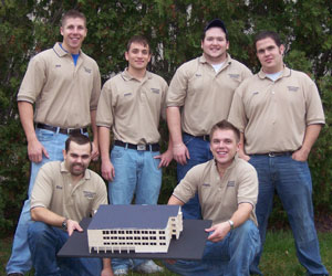 Placing third in the Design%2FBuild category were, front row from left, Kyle W. Hauck and Joshua R. Davenport, and, back row from left, Michael D. Felix, Justin D. Smith, Matthew T. mcGrath and Joshua R. Lodge.