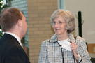 Robb Dietrich, executive director of the Penn College Foundation, chats with Patricia Rambo, a retired faculty member and 'Master Teacher' honoree