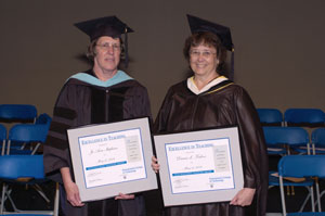 Jo Ann Stephens, associate professor of civil engineering technology, left%3B and Diana L. Kuhns, assistant professor of mathematics, were honored Saturday for Excellence in Teaching.
