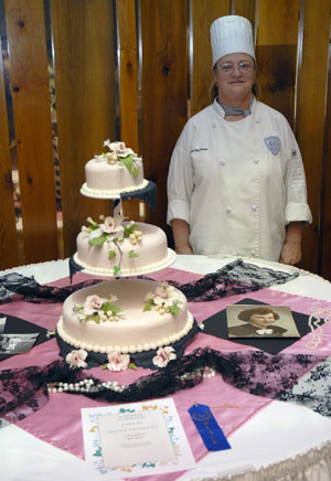 Bonita J. Kauffman, of Sunbury, who earned first-place honors for her 'Lace and Orchids' cake, based on objects that remind her of her mother.