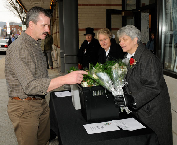 Flowers were conveniently available for purchase outside the Arts Center.