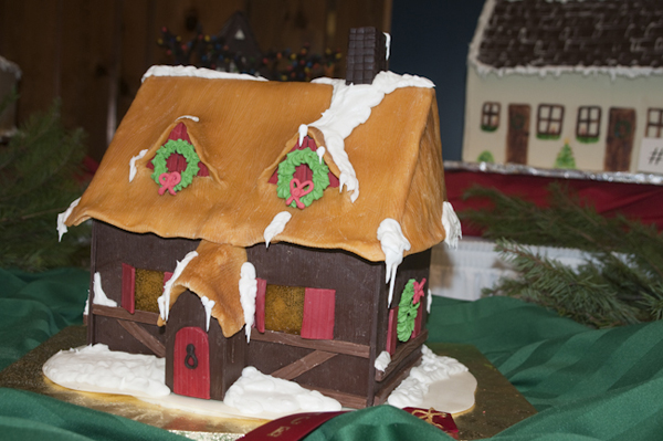 A quaint chocolate cottage earned second prize.