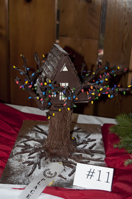 A festive chocolate tree house