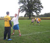 Disc Jocks team captain, Stephen Freuh, looks to pass around a defender