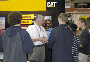 Ronald Garber, service administration manager for the Bensalem-based Giles and Ransome, discusses options with students during a Fall 2005 Career Fair at the college's School of  Natural Resources Management.