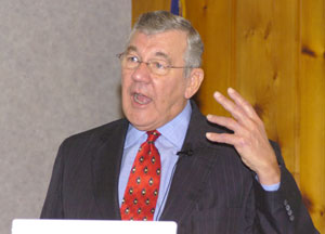 Donald D. Gehring addresses faculty during a morning lecture regarding 'Legal Issues for Faculty.'