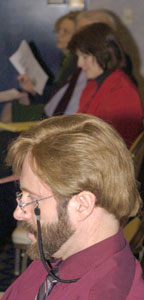 Faculty listen to scholar Donald D. Gehring during a professional development session.