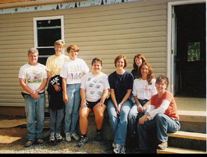From left%3A Larry Keisner, construction manager for Williamsport%2FLycoming Habitat for Humanity%3B Barbara J. Natell, director of Occupational Therapy Assistant%3B Patricia J. Martin, clinical director of Occupational Therapy Assistant%3B Sherrie A. Pick%3B Kelly L. Campbell%3B Wendy S. Lyons and Leigh Ann Aiken. (The Central Mountain High School student behind Campbell was not identified.)