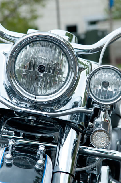 The unblinkingly beautiful "eyes" of a Harley