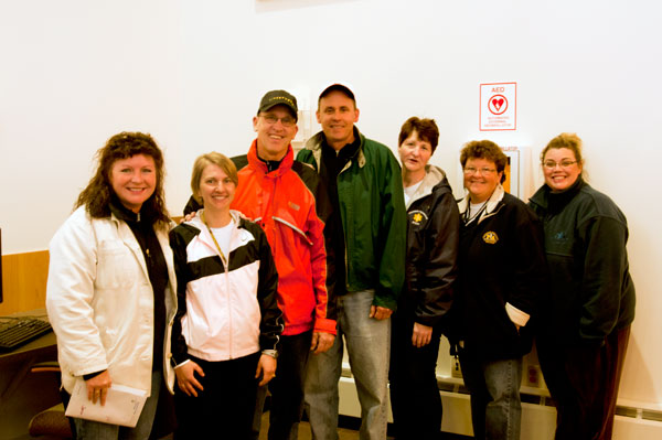 The School of Health Sciences was well-represented on "Race Day." From left are Sharon K. Waters, dean; Emily B. Miller, lab supervisor, physical fitness specialist; Ron E. Kodish, assistant professor, fitness and lifetime sports/physical fitness; Nathan D. Smyth, assistant dean; Heidi A. Samsel, secretary to the director of nursing; Susan Swank-Caschera, assistant professor, physician assistant; and Paula D. Holmes, clinical director, physician assistant.