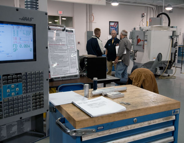 The automated manufacturing laboratory in College Avenue Labs, where Richard K. Hendricks Jr. was among the faculty members on hand, saw a steady flow of traffic.