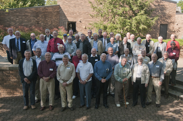Forty-two graduates of Williamsport Technical Institute, Penn College's first forerunner (1941-65) gather for reunion activities.