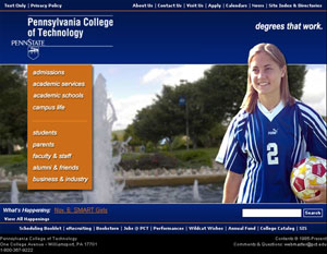 Penn College home-page design wins award.
