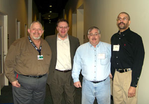 Attendees at the recent two-day I-CAR event at Penn College are, from left, Alfred M. Thomas II, associate professor of collision repair and department head%3B David Coffey of Penfield, N.Y., I-CAR northeast regional manager%3B Stephen T. Duna, instructor of collision repair%3B and Eric D. Pruden, instructor of automotive technology. 