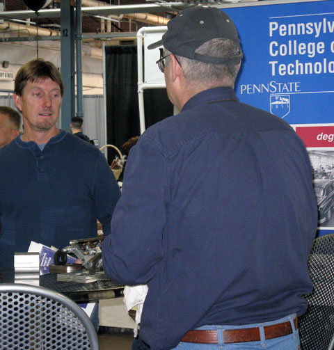 A manufacturing display from the college's School of Industrial and Engineering Technologies sparks a conversation.