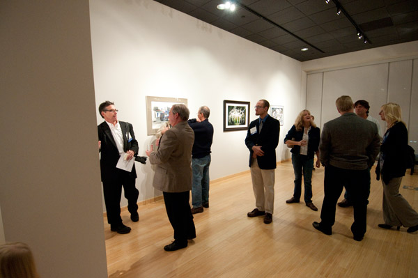 Richard Karp (left) and Micah Metzel (center) are among the graduates exhibiting artwork in a "Kaleidoscope" of alumni talent on display in The Gallery at Penn College.