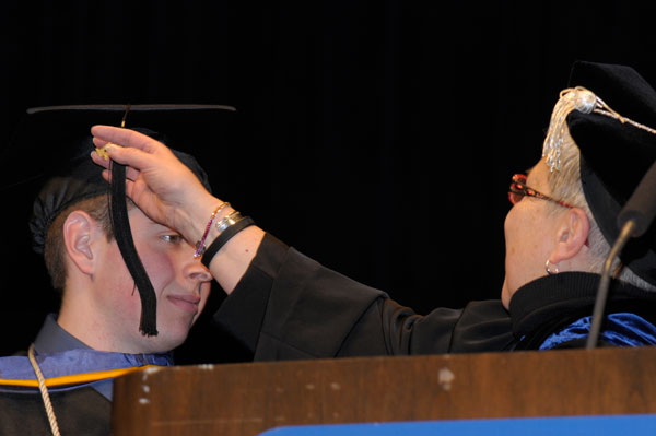 Saturday's final graduate, student speaker Kevin T. Werkheiser, instantly assumes alumni status.