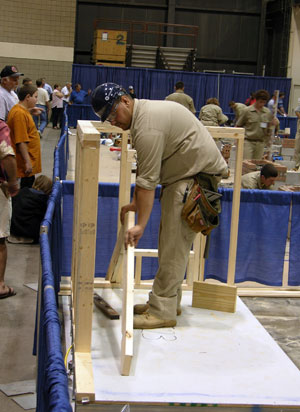 Matthew A. Lamberti, on his way to a fourth-place finish in national carpentry competition.