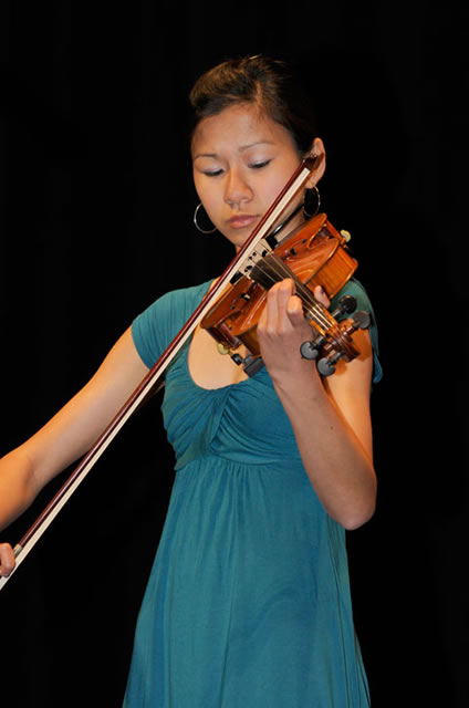 Leah Nason offered a dazzling string rendition of "The Star-Spangled Banner" at all three ceremonies.