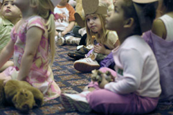 Curious children fill the floor of the PDC's Mountain Laurel Room.