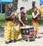 Drum and cymbals accompany the traditional dance