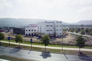 Madigan Library continues to take shape, as seen in this Oct. 4 photo from the nearby Student and Administrative Services Center.