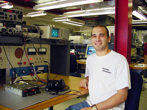 Marc D. Martin, of Palmyra, an aviation maintenance technology major at Pennsylvania College of Technology, in an avionics laboratory at the college's Lumley Aviation Center in Montoursville.