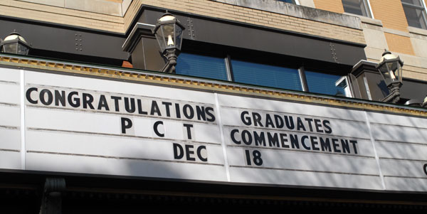 A message on the theater's marquee says it all.