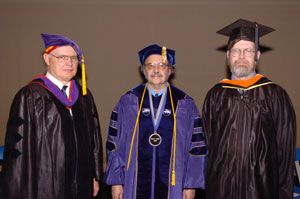 Irwin H. Siegel (center), 2005 'Master Teacher,' is joined by Walter J. Landen (left) and Richard J.Calvert Jr., this year's 'Excellence in Teaching' honorees.
