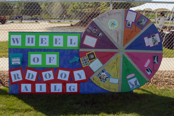 Honoring the day's historical theme, the Medical Imaging Club takes a spin down memory lane with its third-place "Wheel of Radiology" entry.