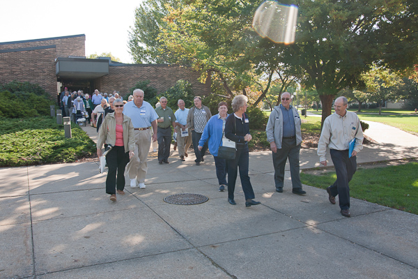 The W.T.I. contingent is led from the PDC for a stroll around campus.